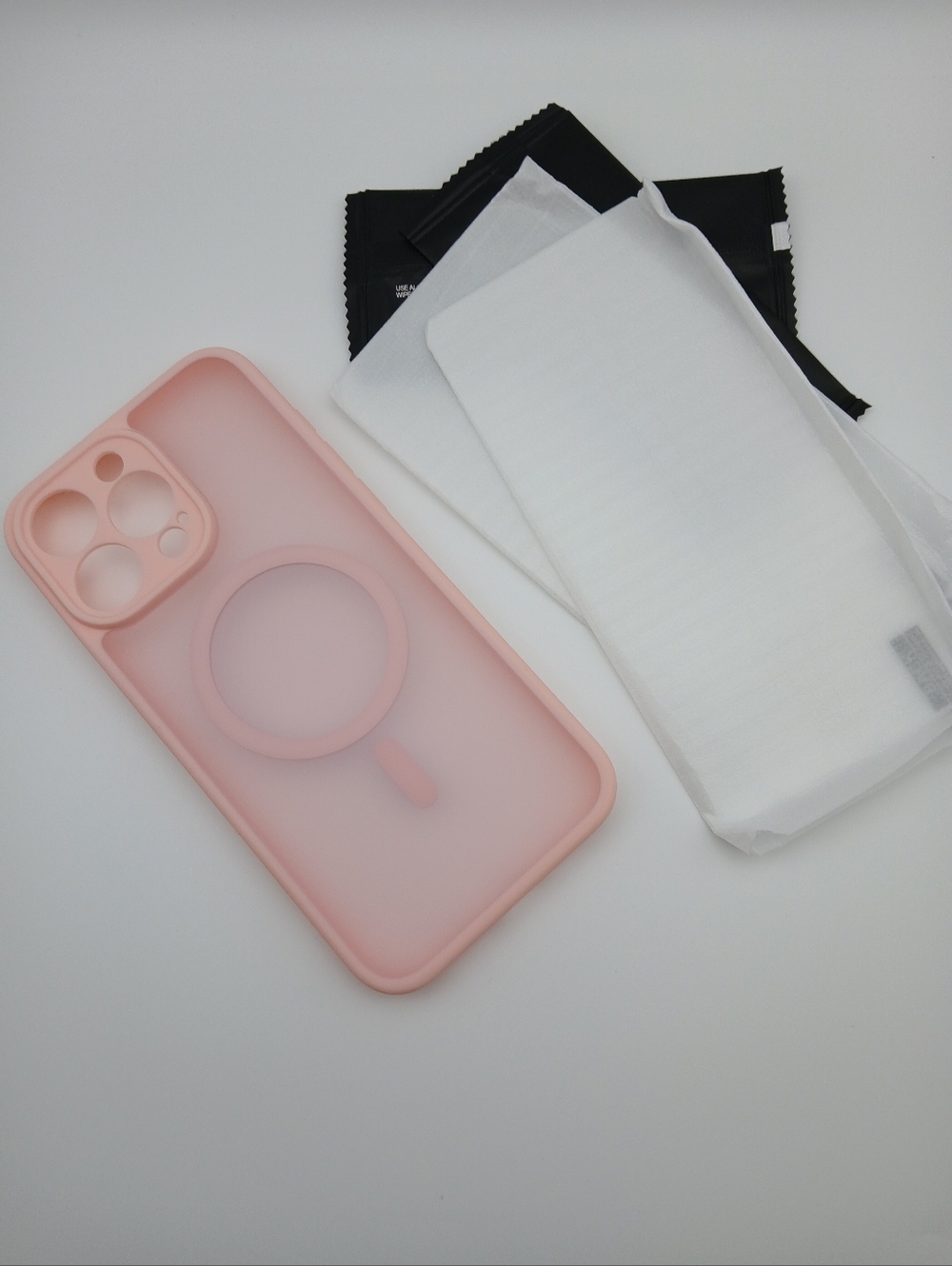New Pink Translucent iphone 15 Pro Max Smartphone Case With 2 Screen Protectors
